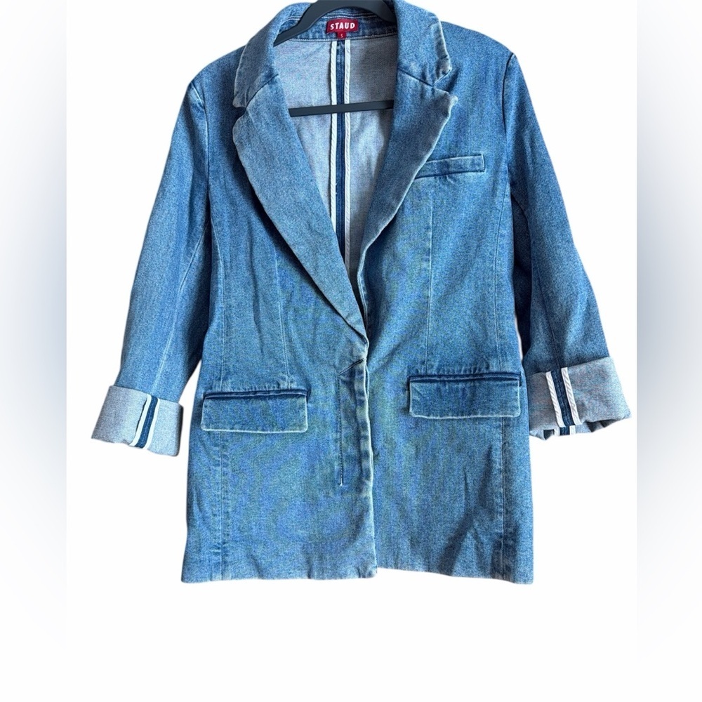 Staud Maxwell denim blazer